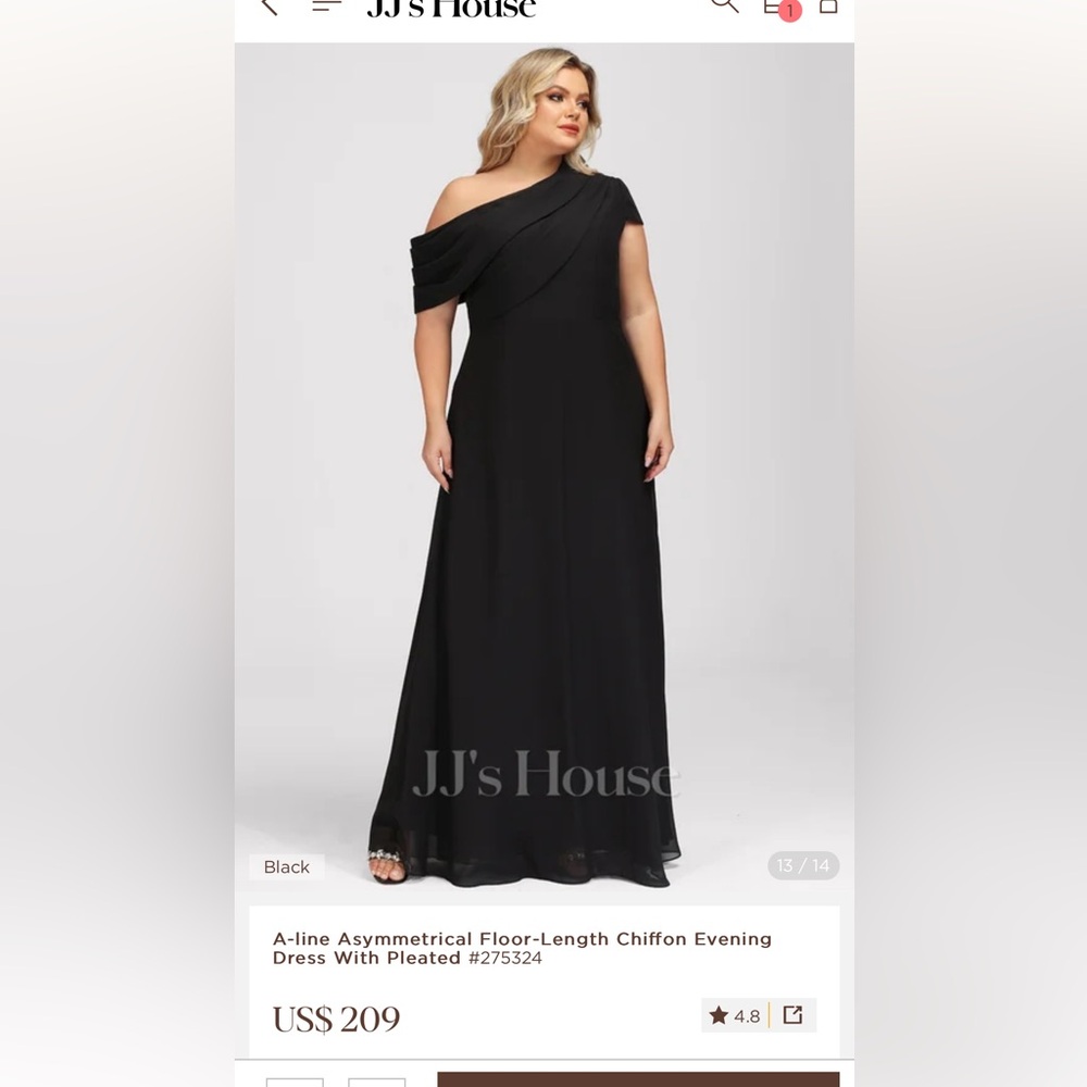 NWT - JJs House Navy Asymmetrical Evening Dress-PLUS sz16- loved for Prom